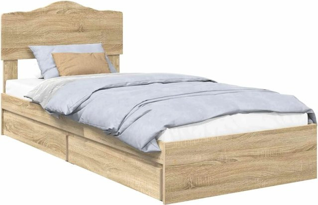vidaXL Stauraumbett mit Schubladen in Sonoma-Eiche, B/T/H: 90 x 190 x 93 cm - Bild 1