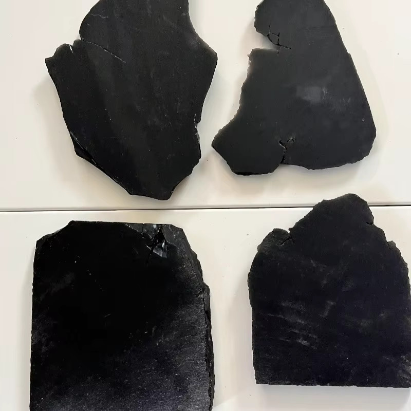 Natürliche Obsidian-Scheibe von CrystalHola in Schwarz, runde Stein-Dekoration für Tischdekoration und Halloween - Bild 5