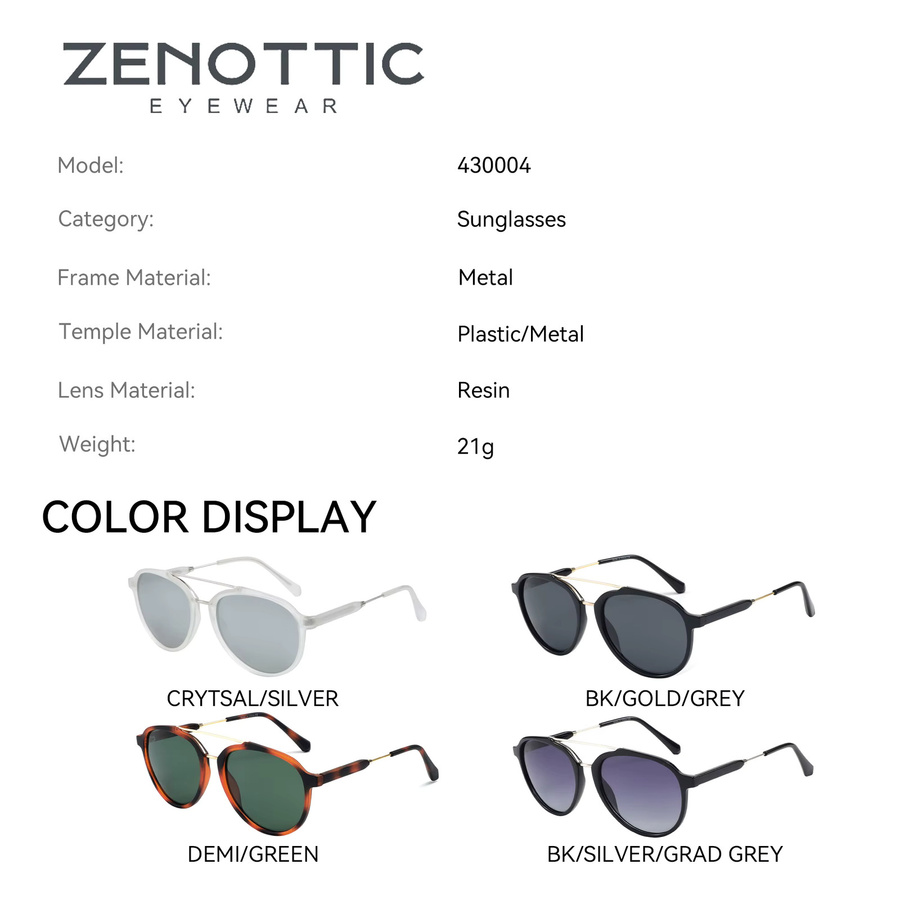 ZENOTTIC Sonnenbrille Pilot, Metall, Vollrand, polarisiert, Unisex - Bild 3