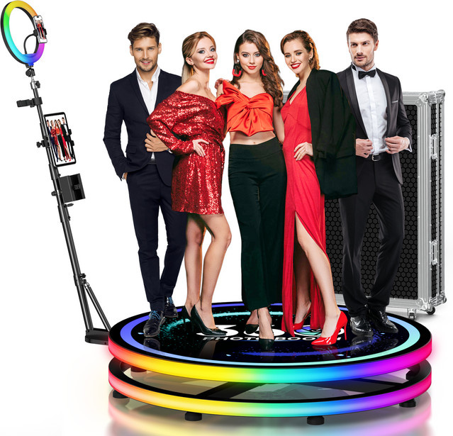 Neson 360-Grad-Fotobox mit Flightcase und RGB-Licht in Schwarz für Partys und Hochzeiten inklusive App-Fernbedienung - Bild 1