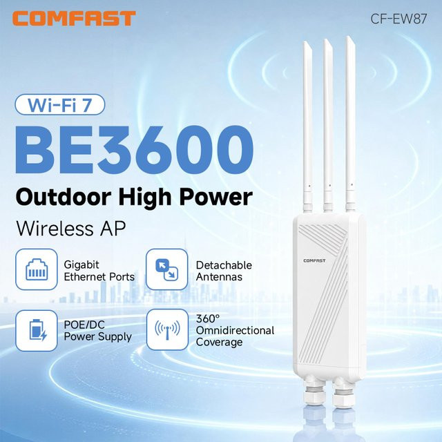 COMFAST BE3600 Outdoor Access Point Router Dual-Band WLAN-Repeater WiFi 7 in Weiß - Bild 1