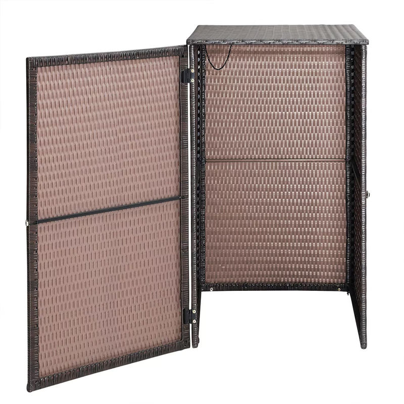 Casaria Polyrattan Mülltonnenbox in Braun mit modernem Design, B/T/H: 115 x 65 x 80 cm - Bild 3