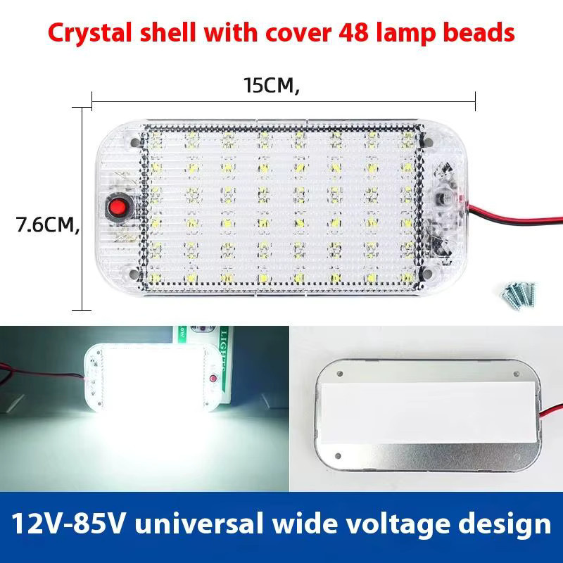 ESHYLALA LED Innenraumbeleuchtung für Auto und Wohnmobil, weiße Deckenlampe zur Leselicht-Nutzung, 12V-85V Universal Dachleuchte - Bild 6