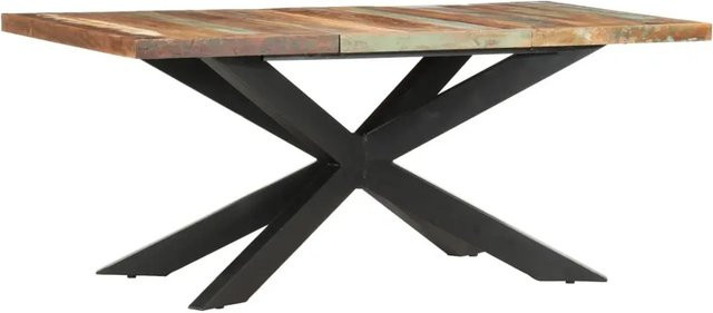 vidaXL Esstisch aus Massivholz und Stahl im Industrial Design, Braun, B/T/H: 180 x 90 x 76 cm - Bild 1