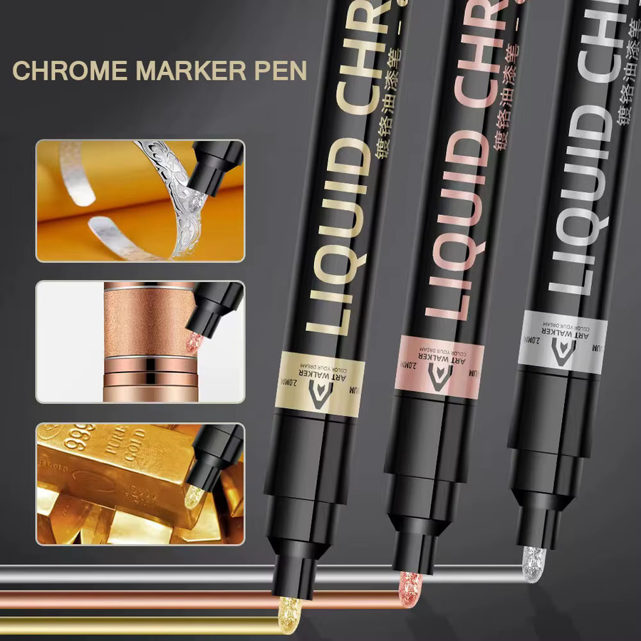 Permanente Chrom Spiegel Marker Stifte für DIY und Auto Styling in Gold und Silber - Bild 2