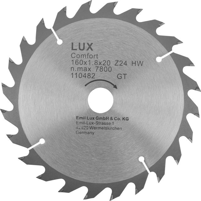 LUX-TOOLS HM-Kreissägeblatt für Holz, 24 Zähne, Farbe: Silber, Durchmesser: 160 mm, Bohrung: 20 mm, Carbide Tipped - Bild 1