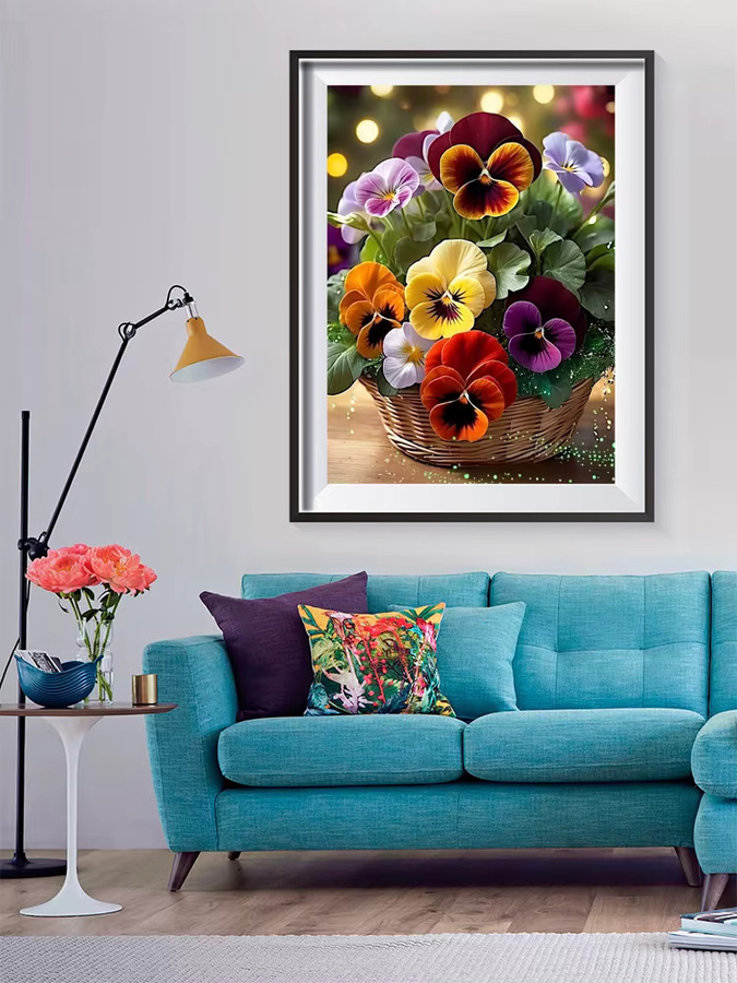 EverShine DIY Diamant-Stickerei Stiefmütterchen Mosaik Blume als Vollbohr-Diamantkunst Malerei Set in Multicolour, Breite: 30,0 cm, Höhe: 30,0 cm - Bild 4