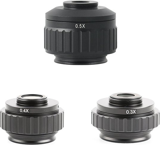 Eakins C-Mount-Adapter mit 0,5x CTV für trinokulare Stereomikroskopkameras, 38 mm Schnittstelle, Schwarz - Bild 1