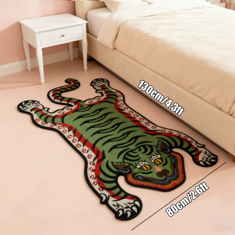VIKAMA Teppich mit Tigermuster in Multicolour, rutschfest und warm für Wohnzimmer, Schlafzimmer oder Flur, B: 130 cm, T: 80 cm - Bild 3