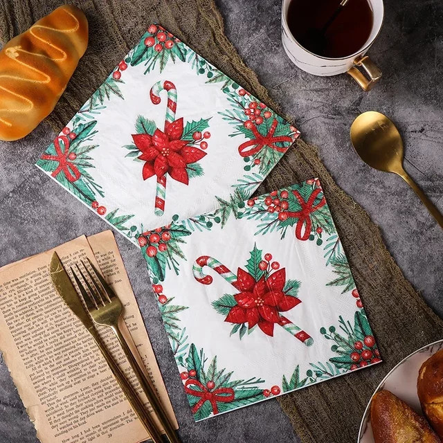 GUANYAO Seidenpapier mit Weihnachtsbaum-Print, 2-lagig, Bunt, B/B: 33 x 33 cm - Bild 1