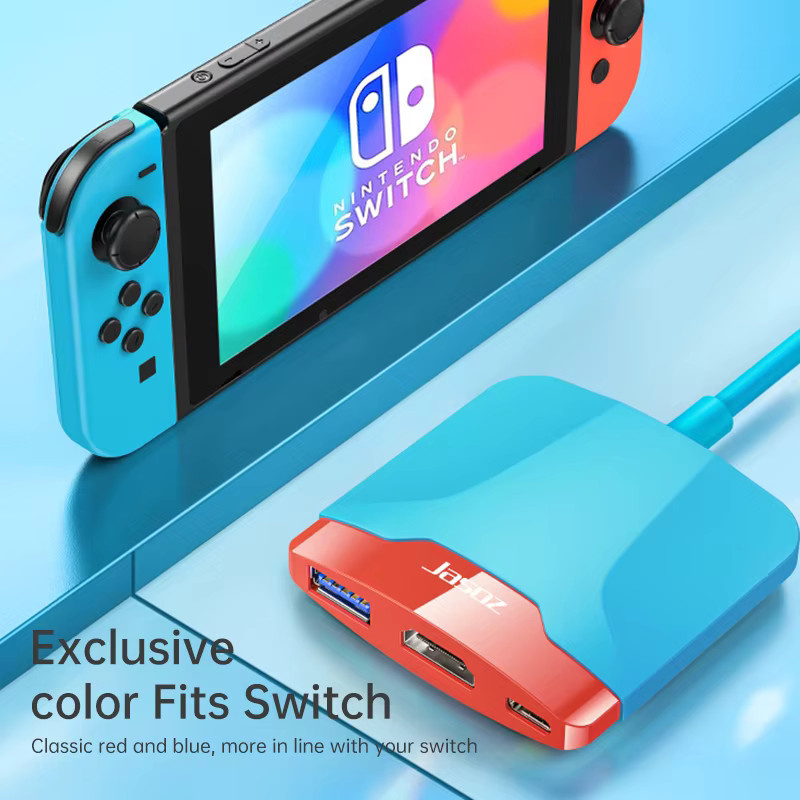 dtvane 3-in-1 USB-C Hub Adapter für Nintendo Switch mit USB 3.0 und PD-Ladefunktion in Metallic Silver/Multicolour - Bild 2
