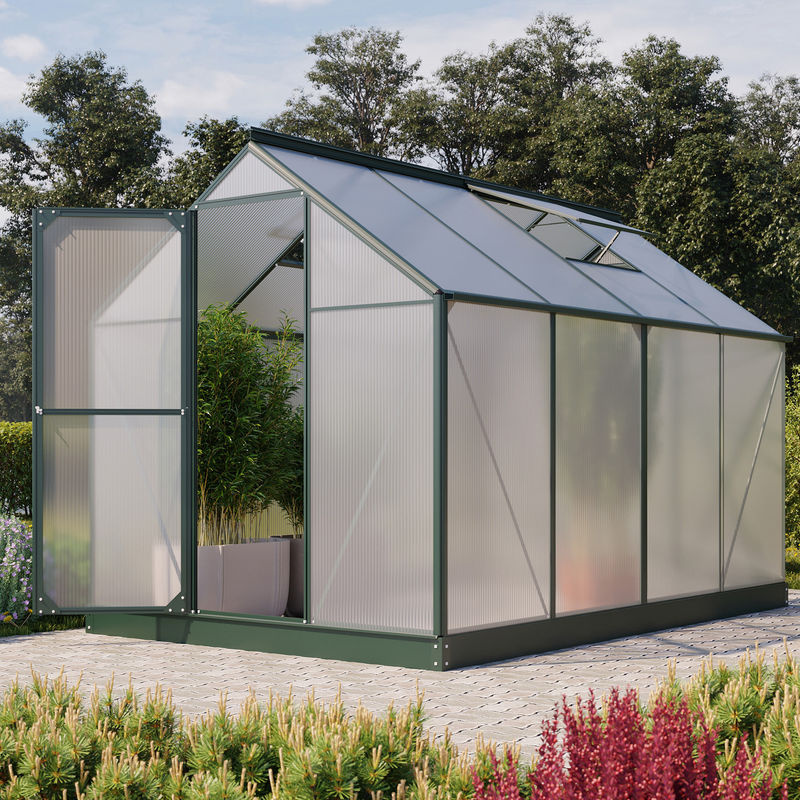 Vitavia Gewächshaus Eos 6000 in Smaragdgrün mit 6,0 m² Fläche, Polycarbonat-Platten und Schwingtür - Bild 5