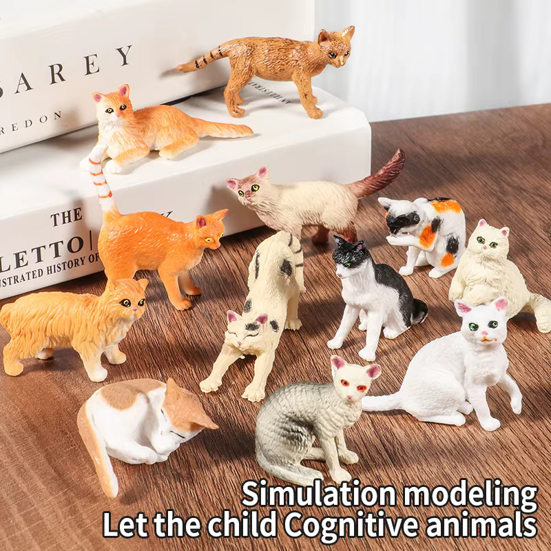 XIALIBAOMOWAN Mini-Katzenfiguren-Modell-Set, 12-teiliges Set, Grau und Orange - Bild 2