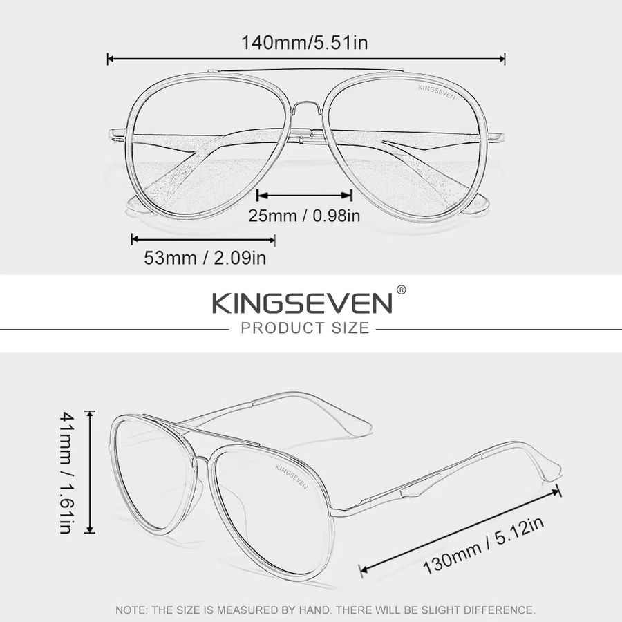 KINGSEVEN Sonnenbrille Aviator, Vollrand, Metall, Unisex, polarisiert - Bild 2