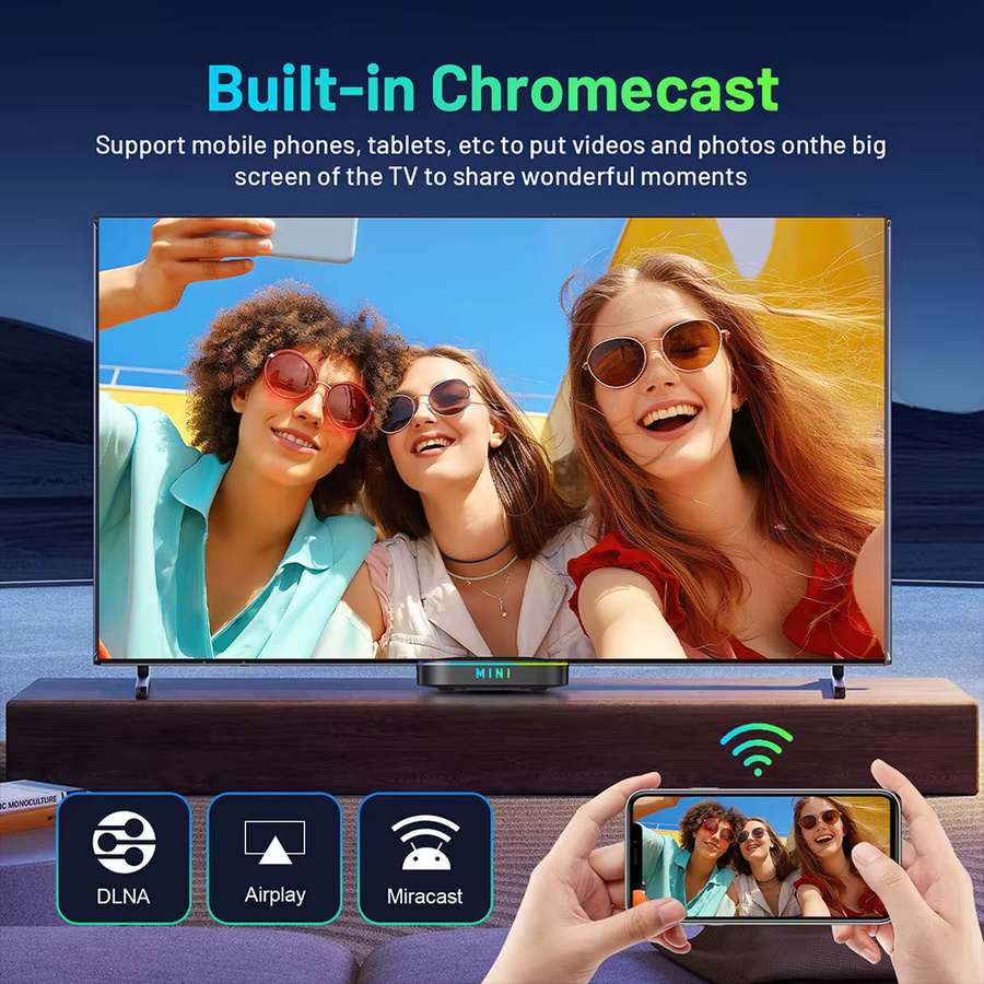 CLIBABIQBOX Smart Home Theater TV Box 2026 PK T1 mit Android 14, 8GB RAM, 128GB Speicher, Rockchip RK3518, WiFi6, Bluetooth 5.0 und Google Assistant, Schwarz - Bild 3