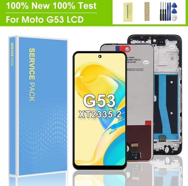 Motorola Moto G53 Ersatzdisplay mit Rahmen und Touch Sensor Digitizer in Schwarz für Modell XT2335-2, 6,5 Zoll IPS LCD - Bild 1
