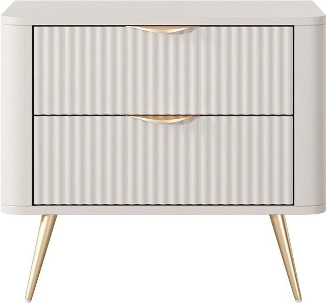 Nachttisch Elonaria von Vente-unique in Beige und Gold im Art déco Design, Höhe: 63,2 cm - Bild 1