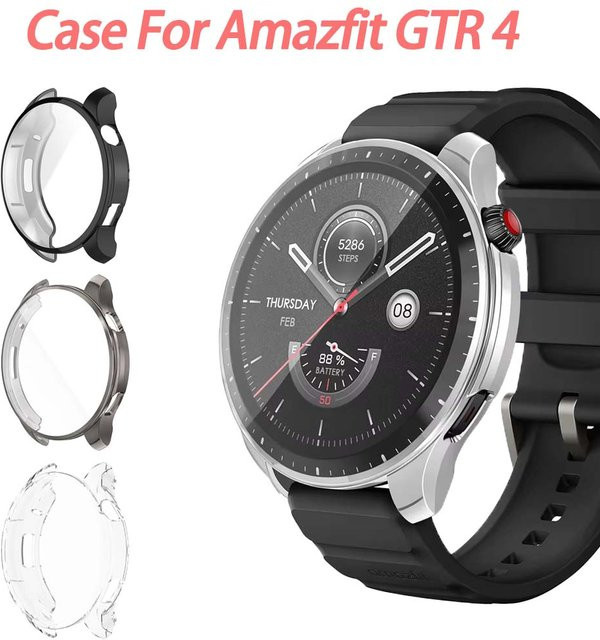 Huami Silikonhülle für Amazfit GTR 4 Smartwatch mit Displayschutzfolie, transparent - Bild 1