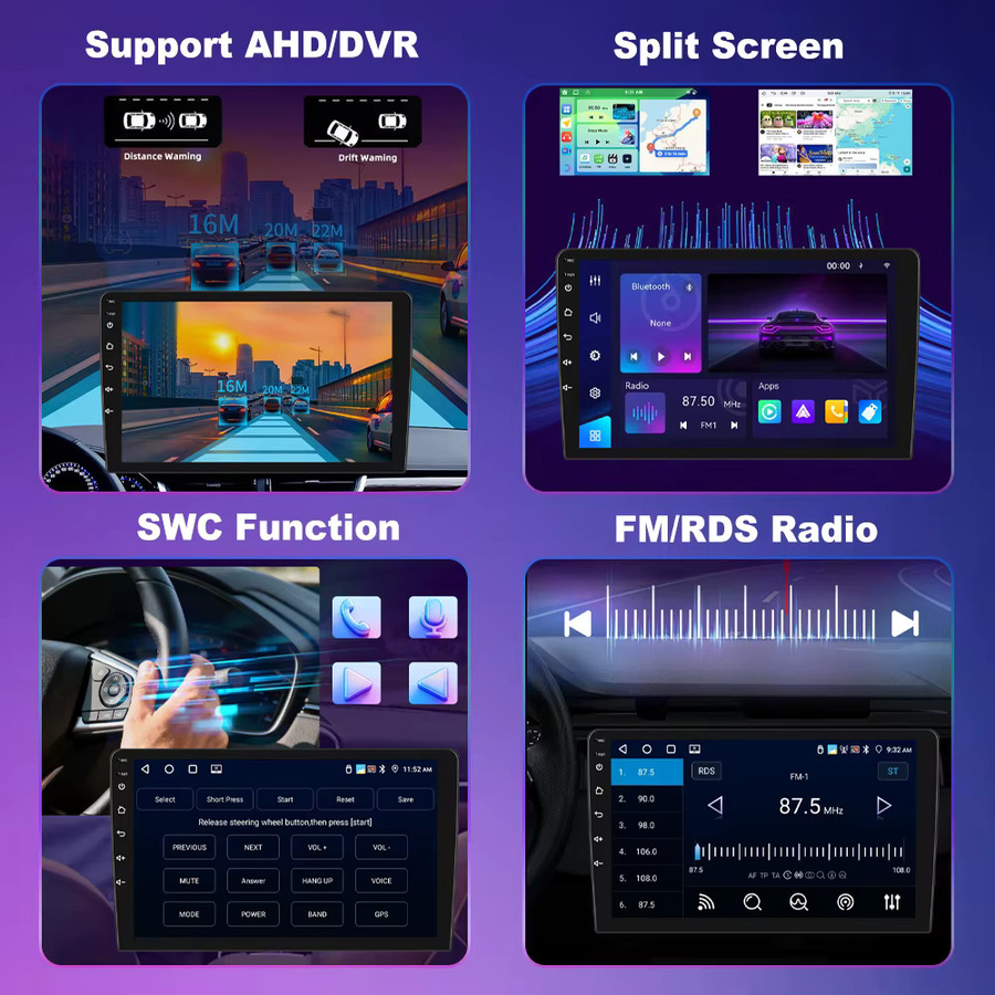 Podofo Carplay Autoradio für Volkswagen Skoda Rapid mit Android Auto, GPS-Navigation, KI-Sprachsteuerung, WIFI, 4G und Mirrorlink in Schwarz - Bild 3