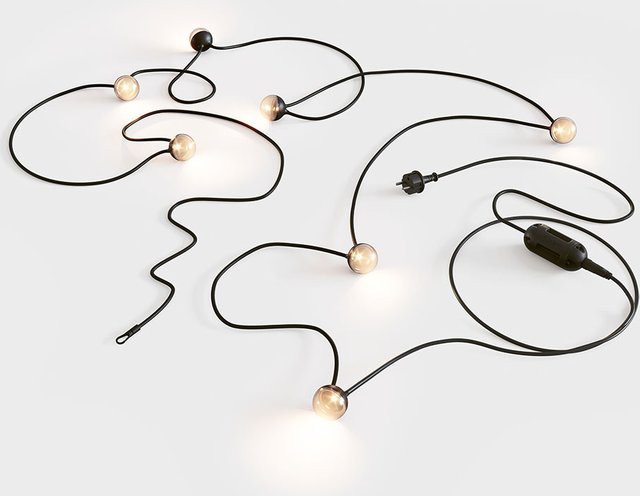 IP44 Cherry Bubbls Plug LED-Lichterkette in Schwarz mit warmweißem Licht - Bild 1