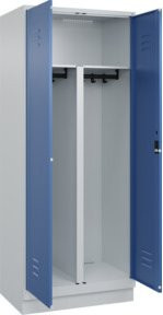 C+P PSA Doppel-Spind Classic PLUS mit Sockel, 2 Abteile, Stahlkonstruktion, Zylinderschloss, Grau/Blau, B/T/H: 80 x 50 x 195 cm - Bild 1
