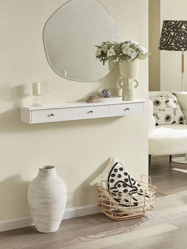 SoBuy FRG43-L Wandschrank Badezimmerschrank mit 3 Schubladen in Weiß, B/H/T: 93 x 15 x 10 cm - Bild 4
