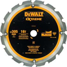 DEWALT Kreissägeblatt DT1475-QZ mit PCD-Zähnen für Stein, Holz und Kunststoff, Durchmesser: 305 mm, Bohrung: 30 mm, 16 Zähne - Bild 1