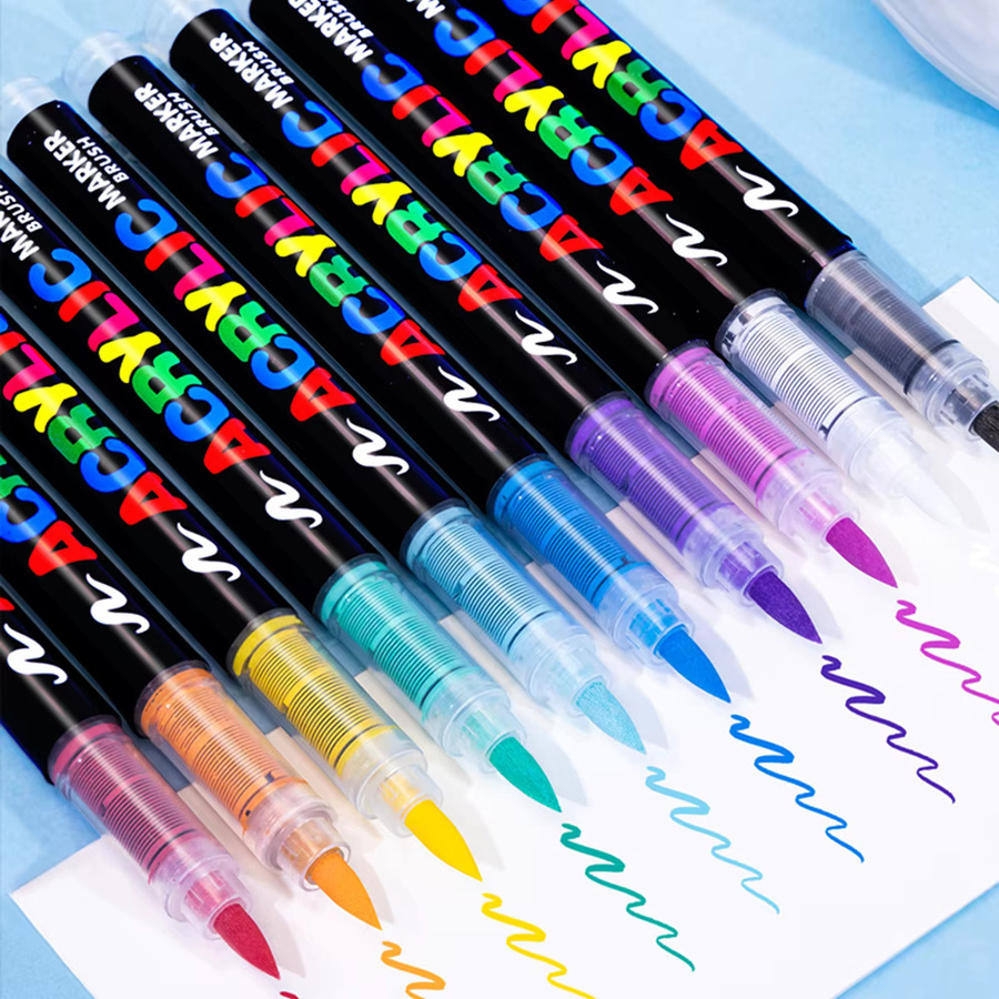 Künstler-Marker-Set mit flüssigem Acryl und Brush-Spitze in Multicolour für Schule, Büro und Kunstwerke - Bild 3