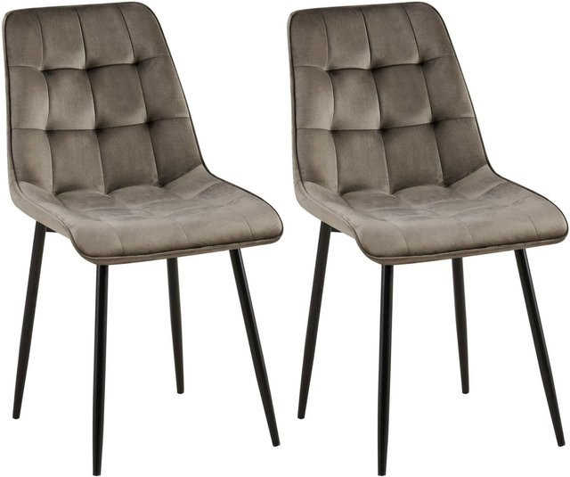 2er Set Esszimmerstühle DELUKE DARID aus Samt in Anthrazit, B/T/H: 47 x 61 x 89 cm - Bild 1