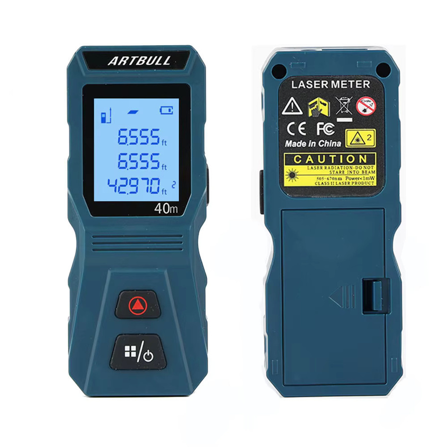 ARTBULL Laser-Entfernungsmesser Mini mit seitlicher Taste in Blau mit Einheiten ft und m - Bild 2