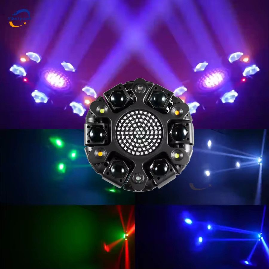 Ybeiyuan 6-Kopf Moving Head mit Dye Strobe Effekt, DMX512 und Fernbedienung, Schwarz - Bild 3