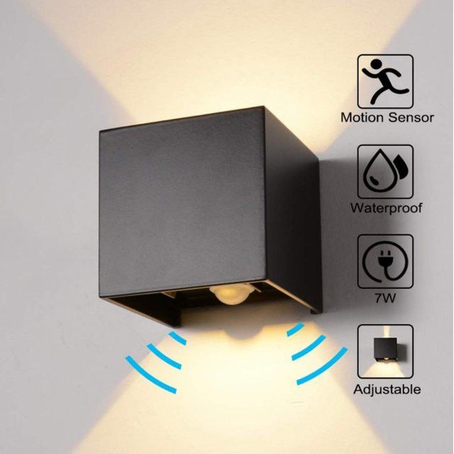 OSABO LED Wandleuchte Outdoor mit Bewegungsmelder, Quadratisch, Warmweiß, IP65 Wasserdicht - Bild 1