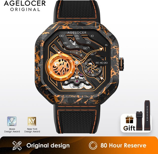 AGELOCER Armbanduhr, Carbonfaser, Automatik, Schwarz, Herren - Bild 1