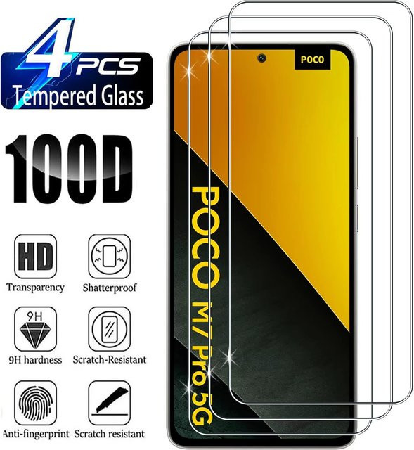 Xiaomi Panzerglas Display Schutzfolie für Poco X7 Pro 5G und weitere Modelle, Transparent, 1-4 Stück - Bild 1