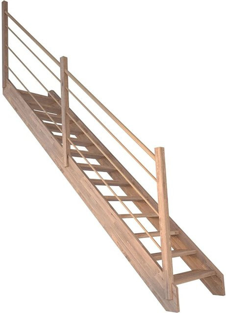 StarWood Treppe Mykonos Pro Gerade in Eiche Holz-Design Braun, Breite: 80 cm, Höhe: 280 cm, Tiefe: 23 cm - Bild 1