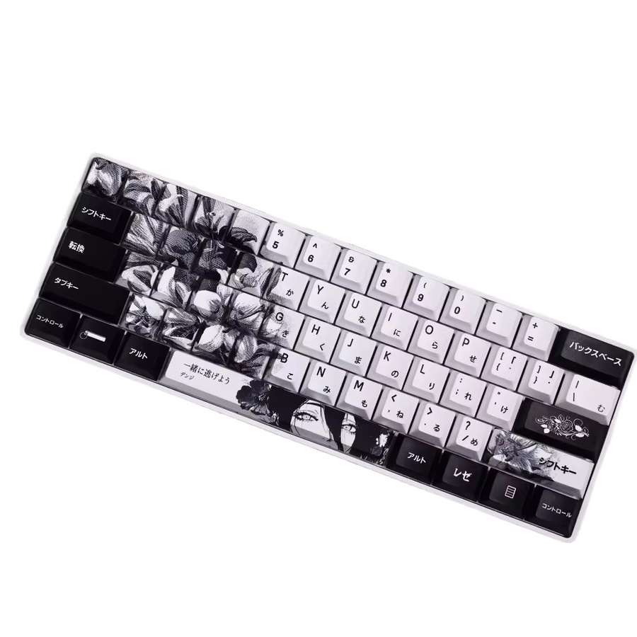 Anime Thema Tastenkappen Set in Weiß und Schwarz, maßgeschneiderte PBT Sublimation Tastaturkappen im Cherry-Profil für mechanische Tastaturen - Bild 7