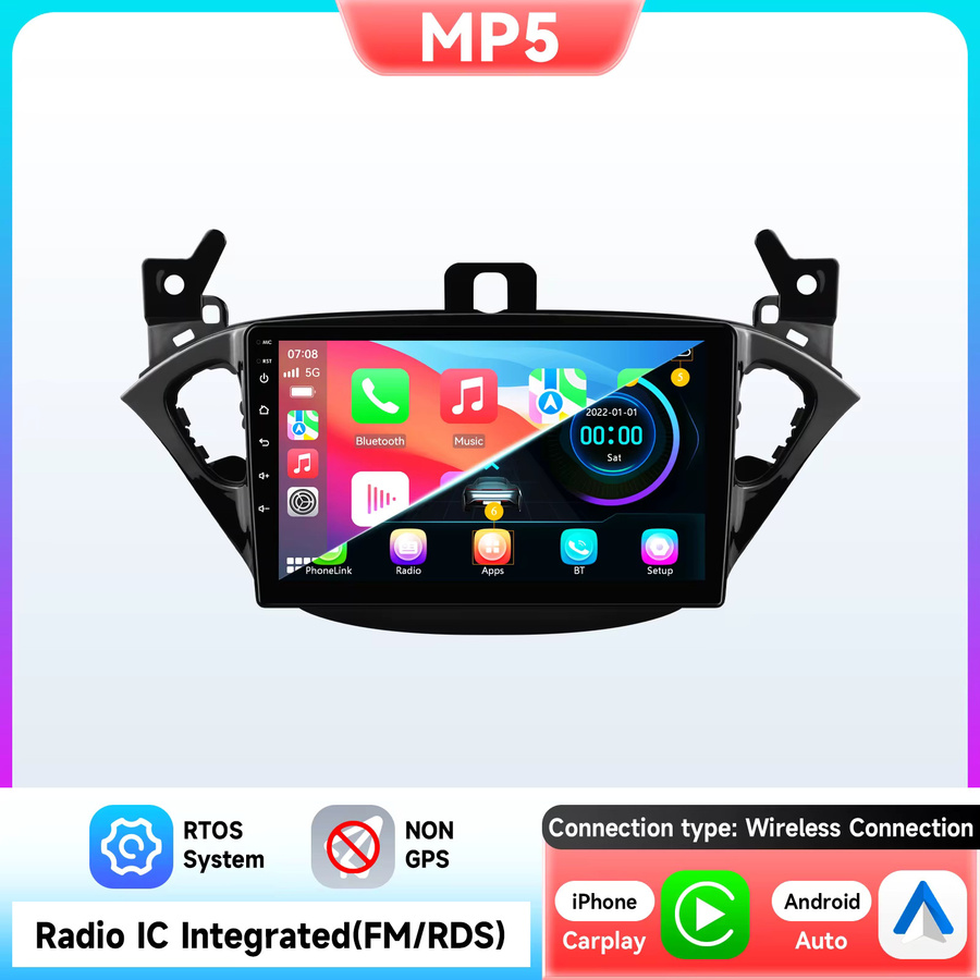 OSSURET Android 14 Autoradio mit 9-Zoll 2-DIN Display, Qualcomm Snapdragon 6115 Octa-Core, kabelloses CarPlay und Android Auto, DSP Audio und SWC, Schwarz, passend für Opel Adam 2013-2016 und Corsa E 2015-2019 - Bild 7