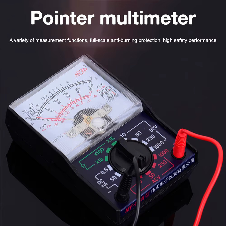 Gaqqee MF-110A Taschen-Analogmultimeter Mini Tragbares Zeigermultimeter in Schwarz für AC/DC-Spannung, Strom und Widerstand - Bild 3