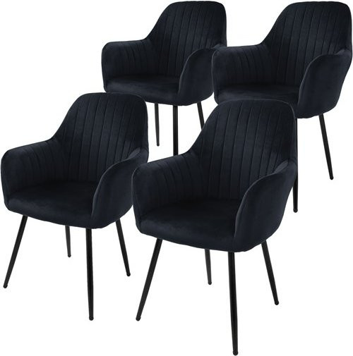 ML-Design Esszimmerstuhl Set aus 4 Stück, Schwarz, Samtbezug, mit Armlehnen und Metallfüßen, Modern - Bild 1