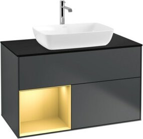 V&B Waschtischunterschrank Finion 100 in Mattblau lackiert, B/T/H: 100 x 50,1 x 50,1 cm - Bild 1