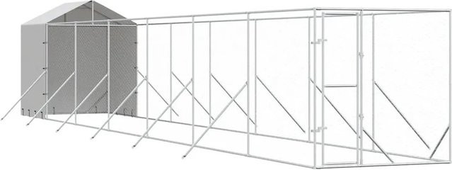 vidaXL Outdoor-Hundezwinger mit Dach aus verzinktem Stahl in Silber B: 14 m, H: 2,5 m, T: 2 m - Bild 1