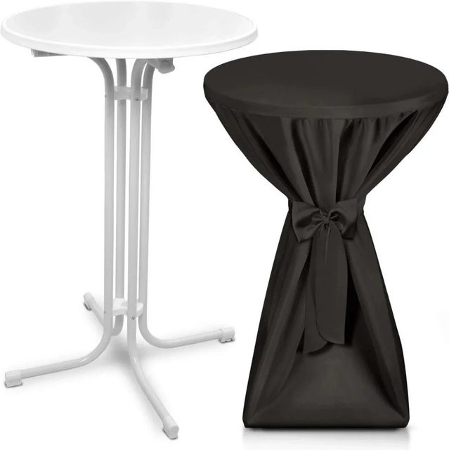 Beautissu Bellini Stehtisch Weiß mit schwarzer Stehtischhusse, Durchmesser: 70 cm - Bild 1