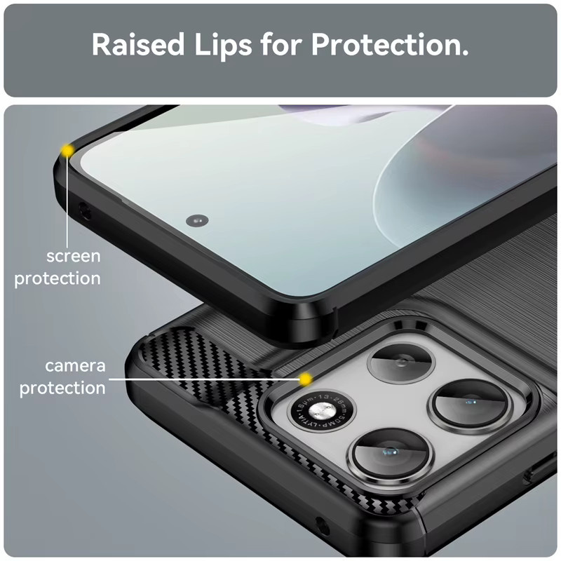 Stoßfeste Silikon-Handyhülle aus weichem TPU mit gebürstetem Streifen-Design für Motorola Moto G56 und G86 in Schwarz - Bild 4