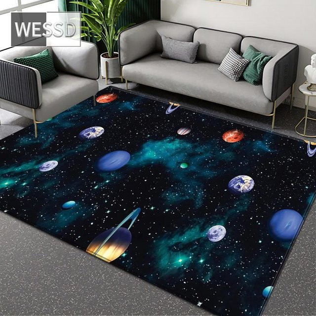 ZZ HOME 3D-Weltraumteppich für Kinderzimmer in Blau, B/T: 80 x 50 cm - Bild 1
