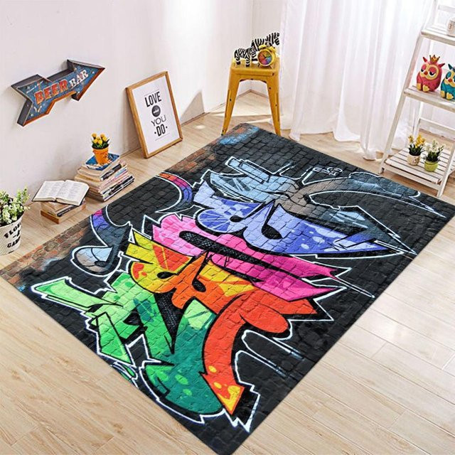 Karpetti Fußmatte im Retro Graffiti High Street Style, rutschfest und modern, Mehrfarbig, B/T: 60 x 40 cm - Bild 1