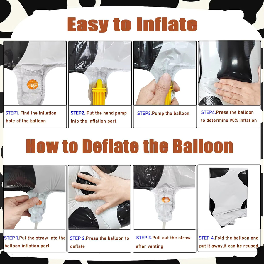 PartiesTour Kuhfell Folienballons für Geburtstagsdekoration mit Tierprint, Zahlen 1-9, Weiß, Höhe: 101,6 cm - Bild 3