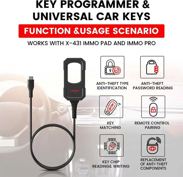 LAUNCH X431 Schlüsselprogrammierer für IMMO-Programmierung mit Bluetooth in Schwarz - Bild 1