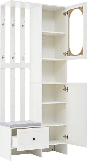 okwish Kompaktgarderobe mit 2 Schränken und Glastüren in Weiß, B/T/H: 85 x 33,5 x 200 cm - Bild 1