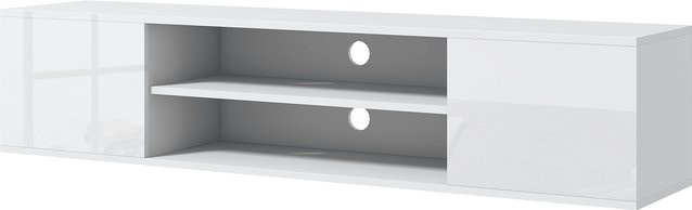 HOMCOM Wandmontiertes TV-Möbel in Weiß mit 2 Schränken und 2 Fächern, B/T/H: 140 x 30 x 30 cm - Bild 1
