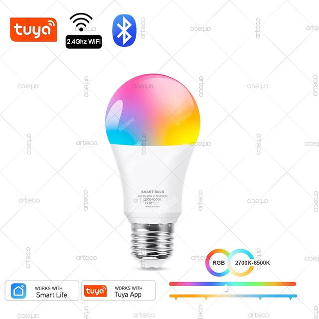 Tuya Smart LED Glühbirne E27 mit WiFi und Bluetooth, 15W RGB CCT Multicolour, App- und Sprachsteuerung via Alexa und Google Assistant - Bild 1
